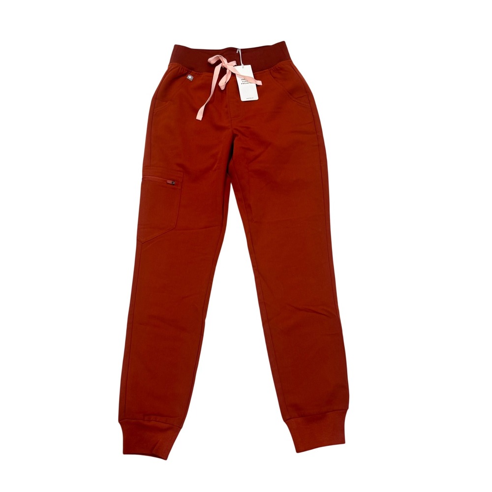 NEW FIGS High Waisted Zamora Scrub Pants Size XXS Rust Orange Yoga Waist Jogger